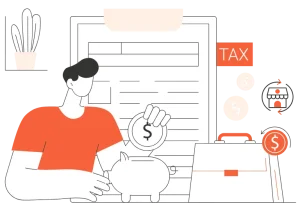 men saving money in a piggy bank